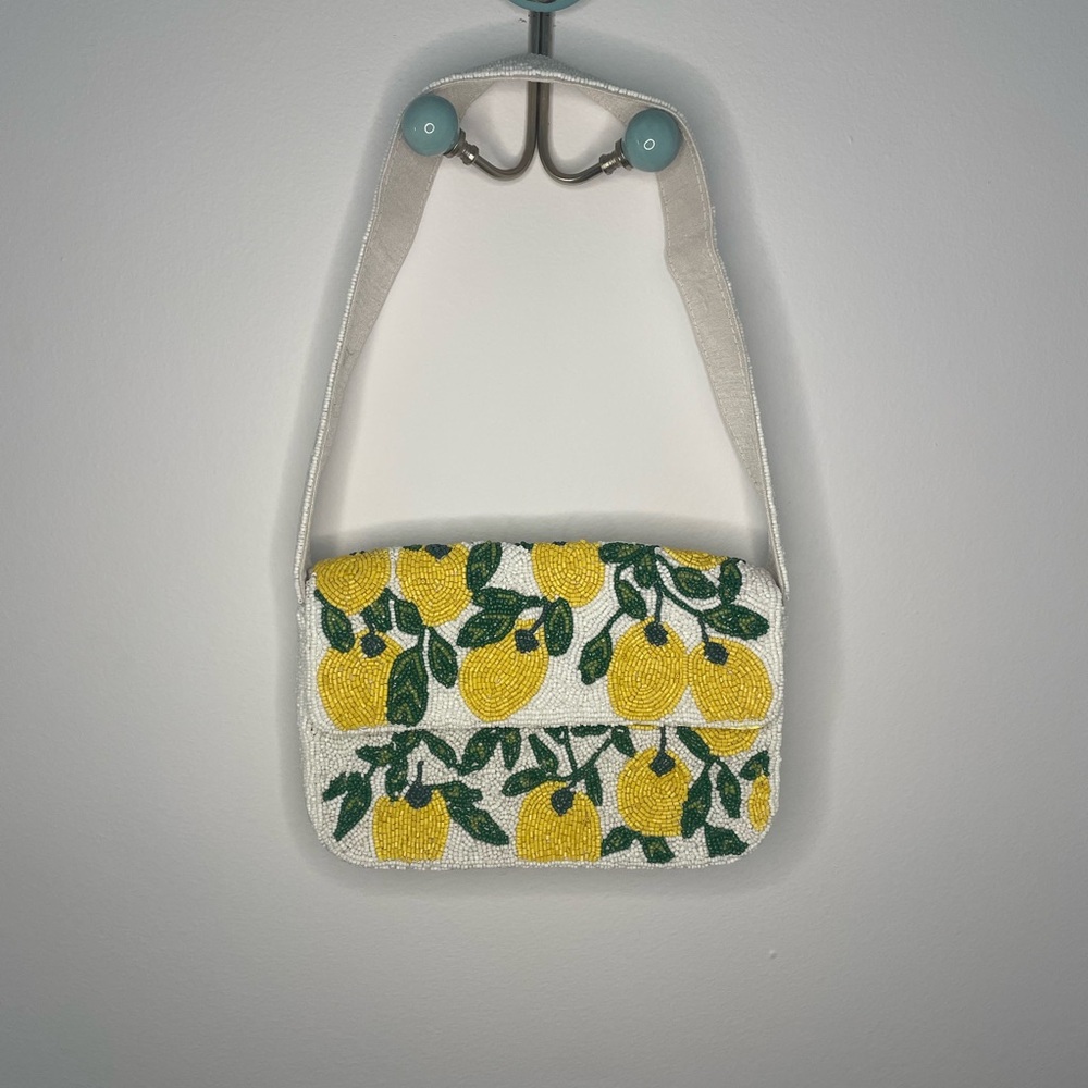 White Beaded Lemon Shoulder Bag - Stylish Summer Accent